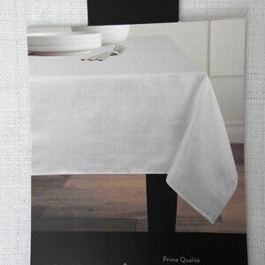 NWT Oblong Polyester Tablecloth White Silver Thread Deluxe 84" Any Occasion